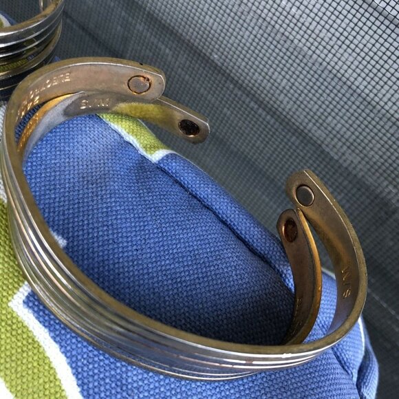 24k Electroplate GOLD Tone Cuff Bracelet Stack Set - Picture 4 of 9